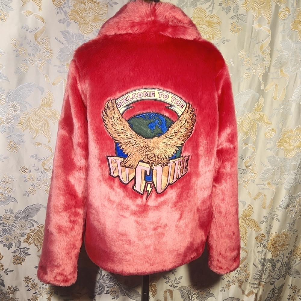Faux Fur Hot Pink Coat Sz. XS By Stone Row x Volcom NWT